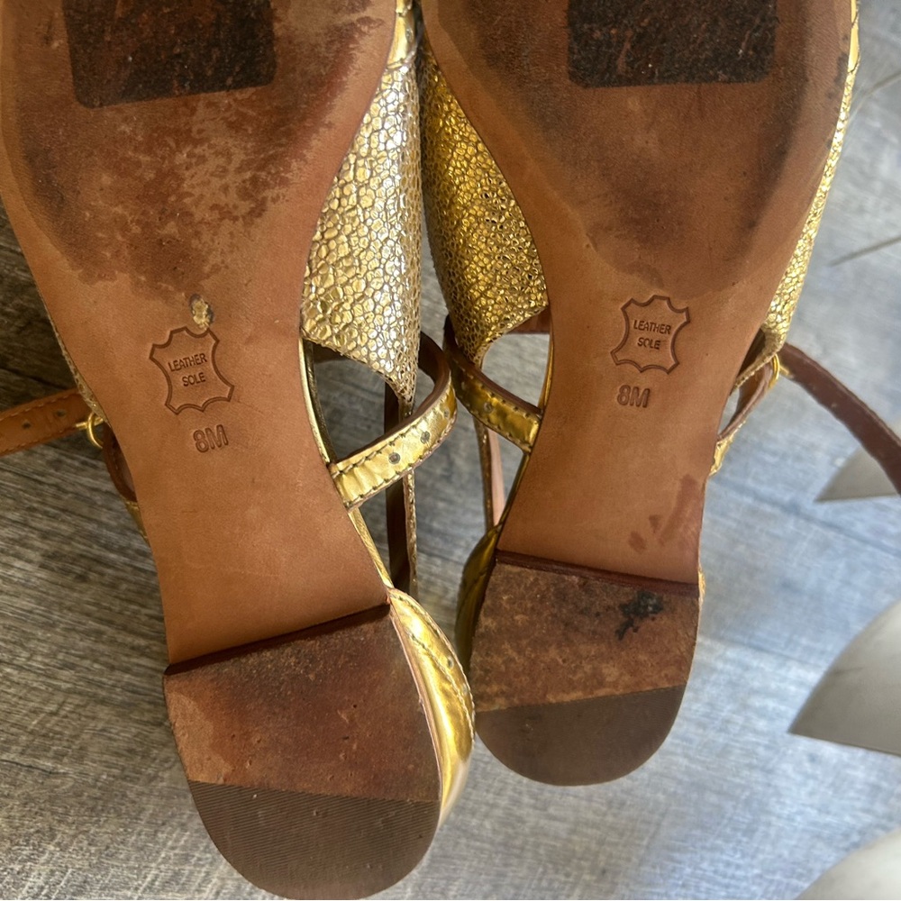 Tory Burch Gold Glitter Flats with Strap - Picture 4 of 10